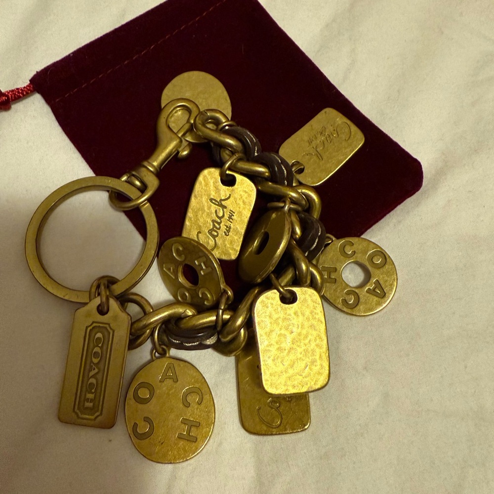 Coach Gold Keychain with Logo Charms vintage